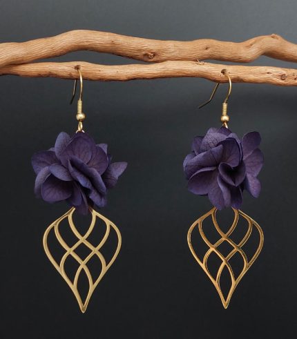 BOUCLES-OREILLES-SAMOA-PETITES-FLEURS-HORTENSIA-VIOLET-ACIER-INOXYDABLE-DORE-min